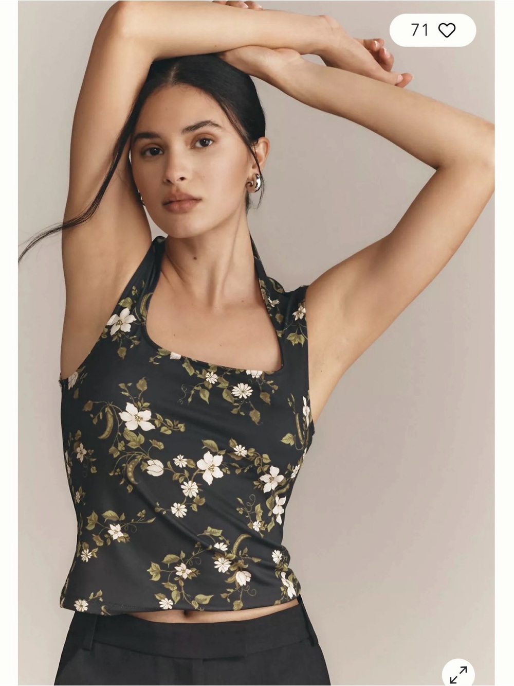 Maeve Black Floral Tank Top